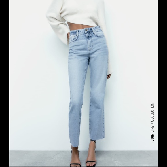 Zara Jeans Zara Button Front Straight Leg Ripped Edge Jeans Poshmark